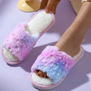 Women's Bling Star Fluffy Slippers